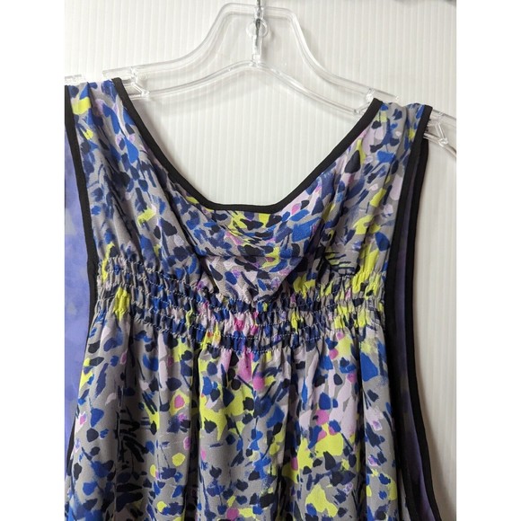 Beverly Drive Womens Reversible Blouse Size 20 22 Floral Top Smocked Neon Purple - Picture 9 of 12